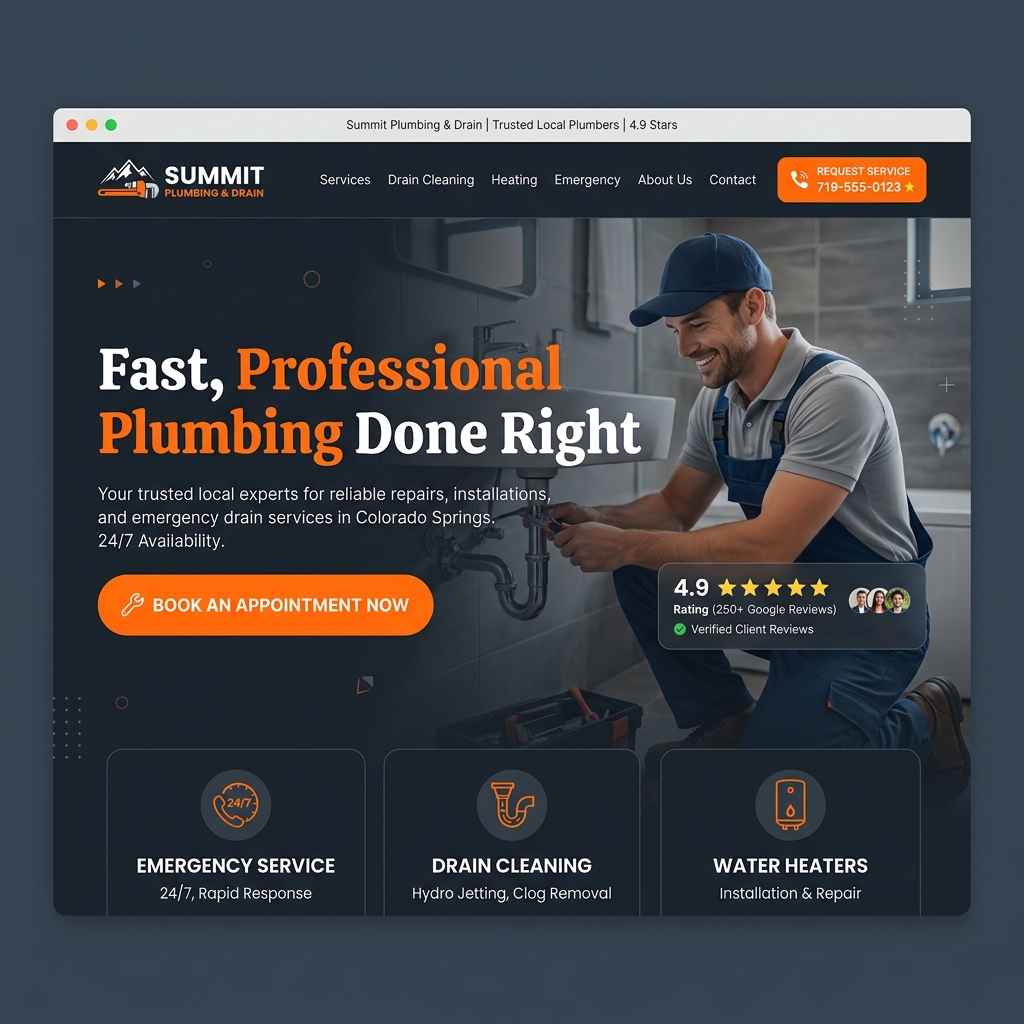 Plumbing website preview mockup